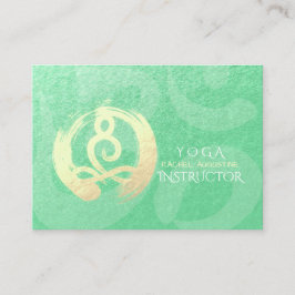 Yoga Instructor Green Gold Meditation Pose ZEN OM Terminkarte