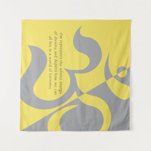 Yoga Instructor Illuminiert Yellow Gray OM Quotes Wandteppich (Vorderseite (Horizontal))