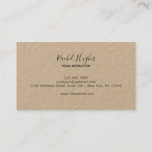 Yoga Instructor Kraft Paper Visitenkarte (Rückseite)