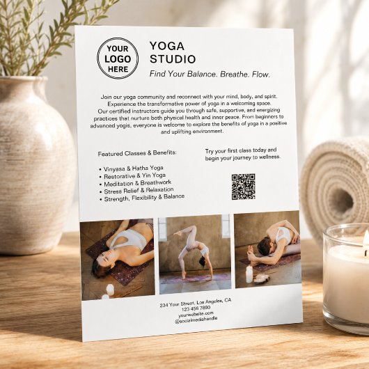 Yoga Instructor Lehrer Weißes Werbeunternehmen Flyer