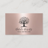 Yoga Instructor Life Coach Tree Logo Rose Gold Visitenkarte (Vorderseite)