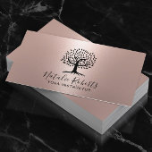 Yoga Instructor Life Coach Tree Logo Rose Gold Visitenkarte