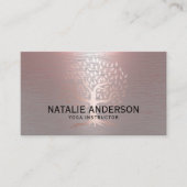 Yoga Instructor Life Tree Modern Pink Metallic Visitenkarte (Vorderseite)