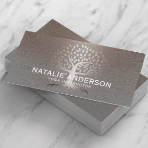 Yoga Instructor Life Tree Vintag Kupfer Metallic Visitenkarte