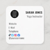 Yoga Instructor Logo Influencer Social Media Quadratische Visitenkarte (Rückseite)
