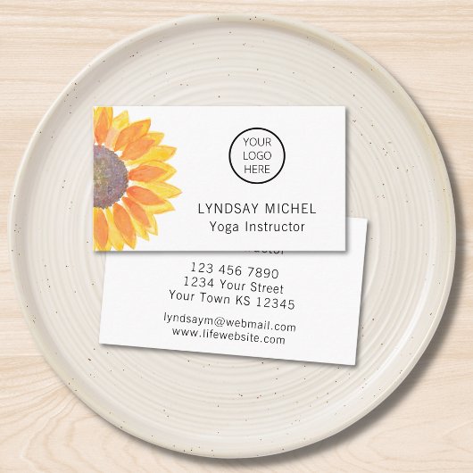 Yoga Instructor Logo-Visitenkarte für Sonnenblumen Visitenkarte