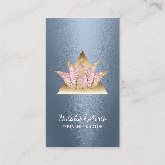 Yoga Instructor Lotus Blume Gold Triangle Visitenkarte (Vorderseite)