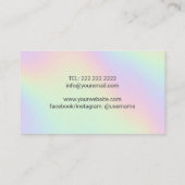 Yoga Instructor Lotus Blume Holographic Pastel Visitenkarte (Rückseite)