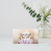 Yoga Instructor Lotus Blume & Om Symbol Visitenkarte (Stehend Vorderseite)