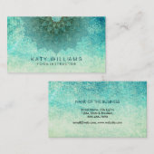 Yoga Instructor Lotus Blume Wasserfarbe Aquamarin Visitenkarte (Vorne/Hinten)