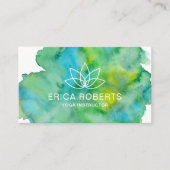 Yoga Instructor Lotus Floral Logo Wasserfarbe Visitenkarte (Vorderseite)