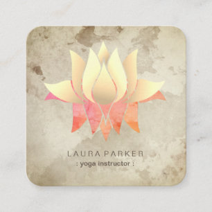 Yoga Instructor Lotus Gold Marble Elegante Quadratische Visitenkarte