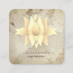 Yoga Instructor Lotus Gold Marble Elegante Quadratische Visitenkarte