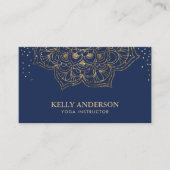 Yoga Instructor Lotus Mandala Elegant Navy & Gold Visitenkarte (Vorderseite)
