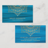 Yoga Instructor Lotus Mandala Türkis & Gold Visitenkarte (Vorne/Hinten)