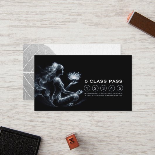Yoga Instructor Lotus Mediation Pose 5 Class Pass Treuekarte (Vorderseite/Rückseite Beispiel)
