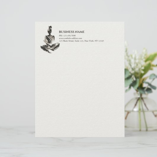 Yoga Instructor Lotus Meditation Pose Pinselstrich Briefbogen (Stehend Vorderseite)