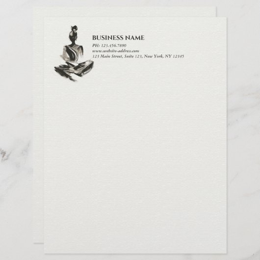 Yoga Instructor Lotus Meditation Pose Pinselstrich Briefbogen (Vorne/Hinten)