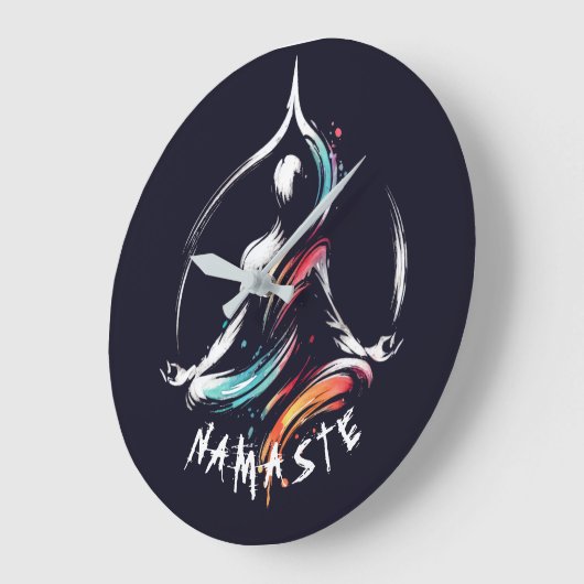 Yoga Instructor Lotus Meditation Pose Pinselstrich Große Wanduhr (Winkel)