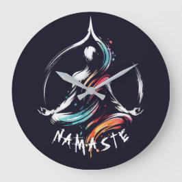 Yoga Instructor Lotus Meditation Pose Pinselstrich Große Wanduhr