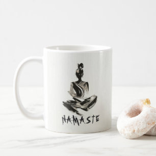 Yoga Instructor Lotus Meditation Pose Pinselstrich Kaffeetasse