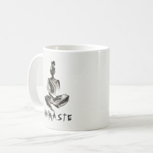 Yoga Instructor Lotus Meditation Pose Pinselstrich Kaffeetasse (Vorderseite Links)