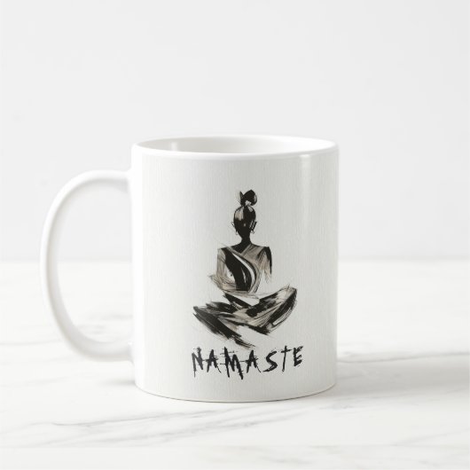 Yoga Instructor Lotus Meditation Pose Pinselstrich Kaffeetasse (Links)