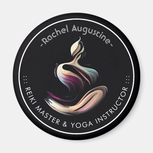 Yoga Instructor Lotus Meditation Pose Pinselstrich Magnet (Vorne)