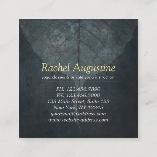 Yoga Instructor Lotus Meditation Pose Pinselstrich Quadratische Visitenkarte (Rückseite)