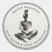 Yoga Instructor Lotus Meditation Pose Pinselstrich Runder Aufkleber (Vorderseite)