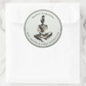 Yoga Instructor Lotus Meditation Pose Pinselstrich Runder Aufkleber (Tasche)