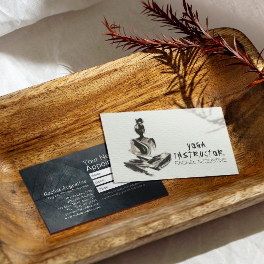 Yoga Instructor Lotus Meditation Pose Pinselstrich Terminkarte