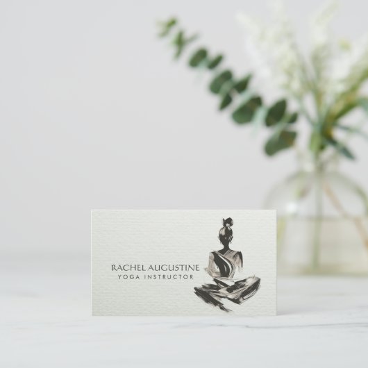 Yoga Instructor Lotus Meditation Pose Pinselstrich Visitenkarte (Stehend Vorderseite)