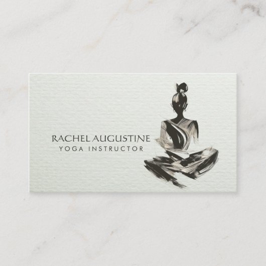 Yoga Instructor Lotus Meditation Pose Pinselstrich Visitenkarte (Vorderseite)