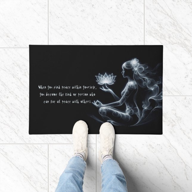 Yoga Instructor Lotus Medizin Pose Glühen Nebel Fußmatte (Indoor)