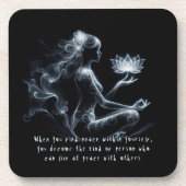 Yoga Instructor Lotus Medizin Pose Glühen Nebel Getränkeuntersetzer (Vorderseite)