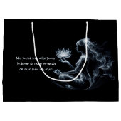 Yoga Instructor Lotus Medizin Pose Glühen Nebel Große Geschenktüte (Rückseite)