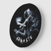 Yoga Instructor Lotus Medizin Pose Glühen Nebel Große Wanduhr (Winkel)