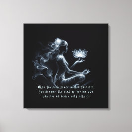 Yoga Instructor Lotus Medizin Pose Glühen Nebel Leinwanddruck