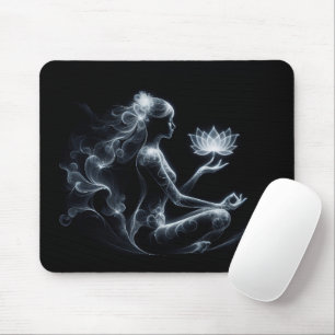 Yoga Instructor Lotus Medizin Pose Glühen Nebel Mousepad