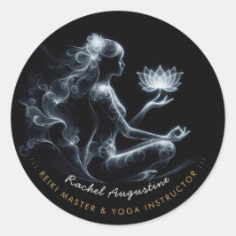 Yoga Instructor Lotus Medizin Pose Glühen Nebel Runder Aufkleber