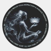 Yoga Instructor Lotus Medizin Pose Glühen Nebel Runder Aufkleber (Vorderseite)