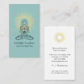Yoga Instructor Lotus Pose Blue Green Visitenkarte (Vorne/Hinten)
