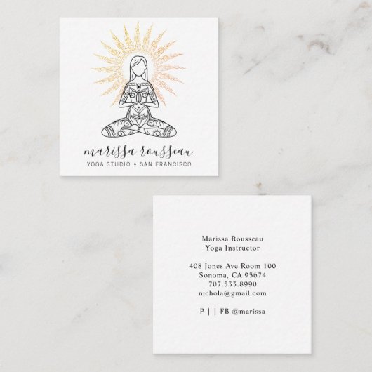 Yoga Instructor Lotus Pose Business Card Quadratische Visitenkarte (Vorne/Hinten)
