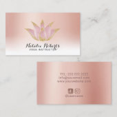Yoga Instructor Lotus Rose Gold Pastel Salon Welln Visitenkarte (Vorne/Hinten)