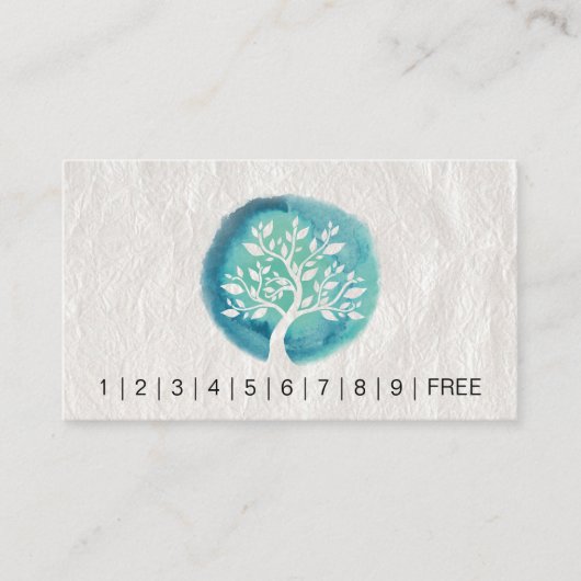 YOGA Instructor Loyalty Punch Chic Aquarellbaum Treuekarte (Vorderseite)