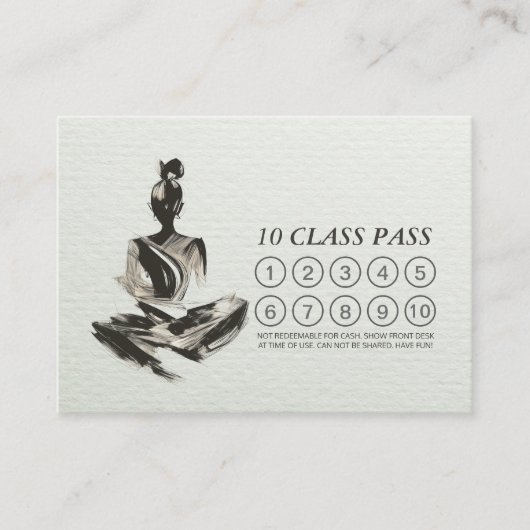 Yoga Instructor Mediation Brush Stroke Class Pass Treuekarte (Vorderseite)