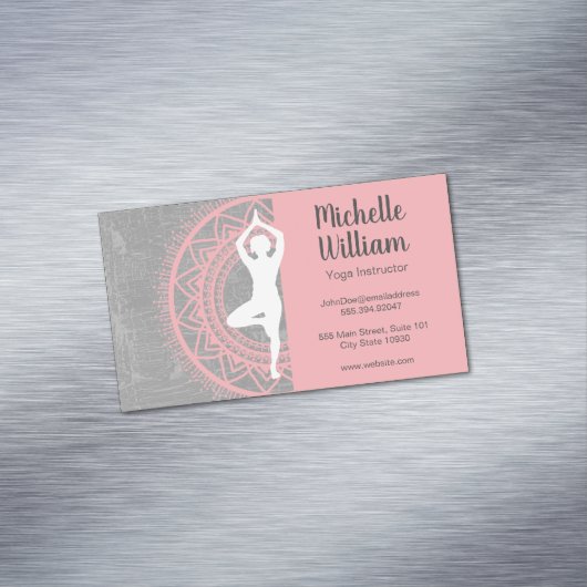 Yoga Instructor | Mediation | Mandala Pattern Magnetische Visitenkarte (Beispiel)
