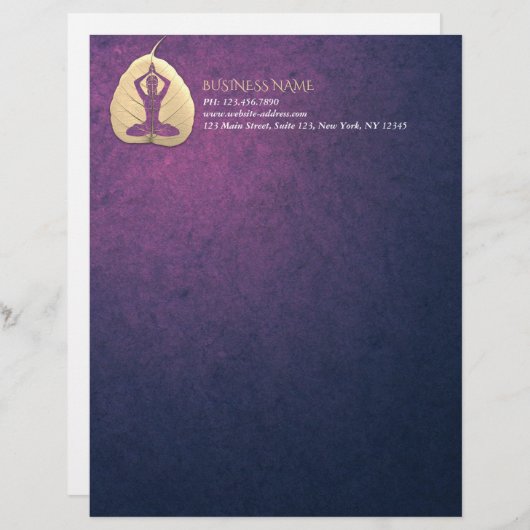 YOGA Instructor Meditation Pose Bodhi Leaf Cut Art Briefbogen (Vorne/Hinten)