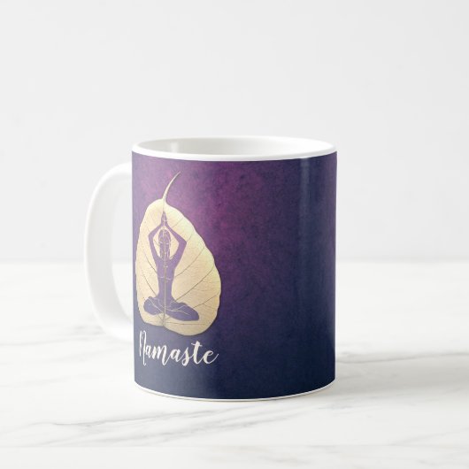 YOGA Instructor Meditation Pose Bodhi Leaf Cut Art Kaffeetasse (Vorderseite Links)